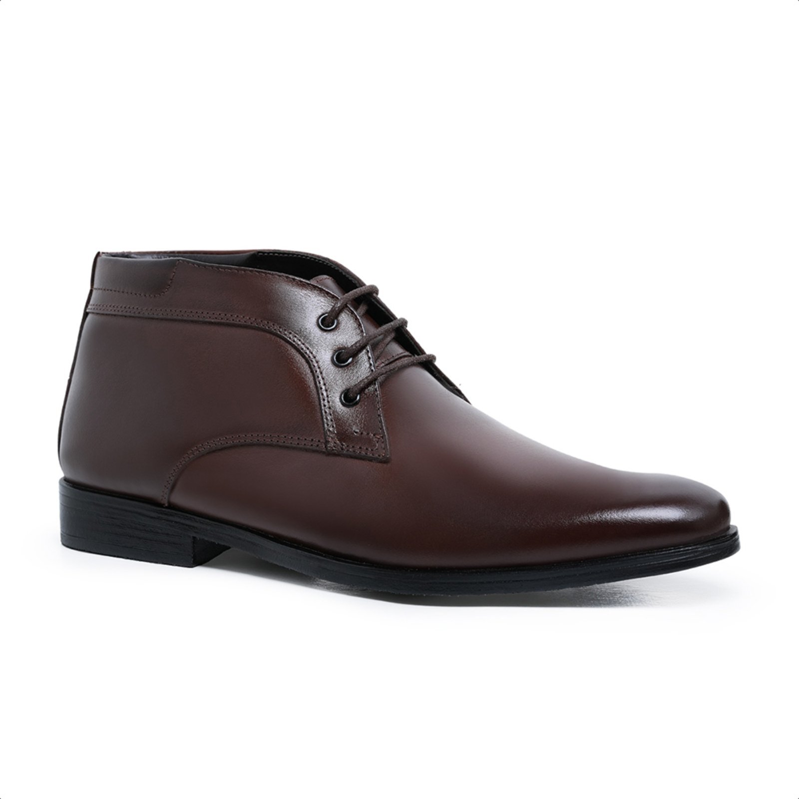 Bota Social Ankle Masculina Malbork Couro Marrom Bico Fino Solado Borracha