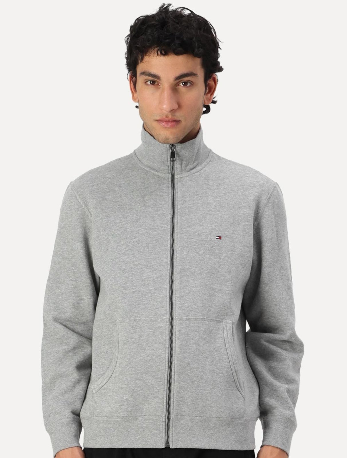 Moletom Tommy Hilfiger Masculino Essential Terry Zip-Thru Cinza Mescla