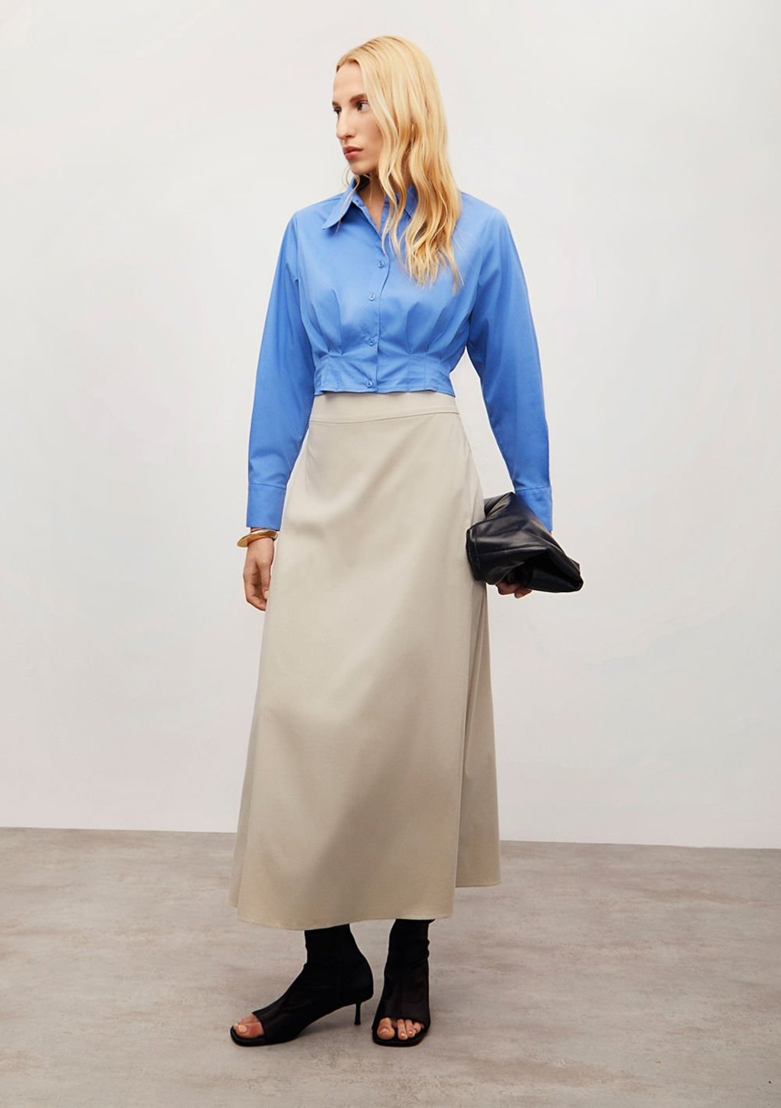 Camisa Iódice Ajustada Polo Manga Longa Cropped Azul