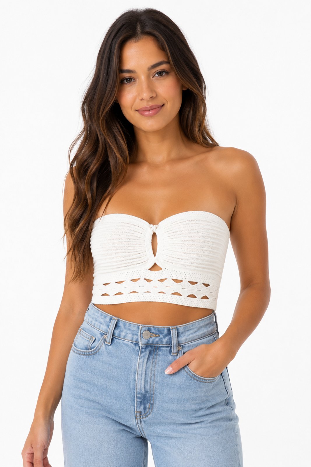 Top Cropped D Bell Outlet Fashion Tomara Que Caia Branco