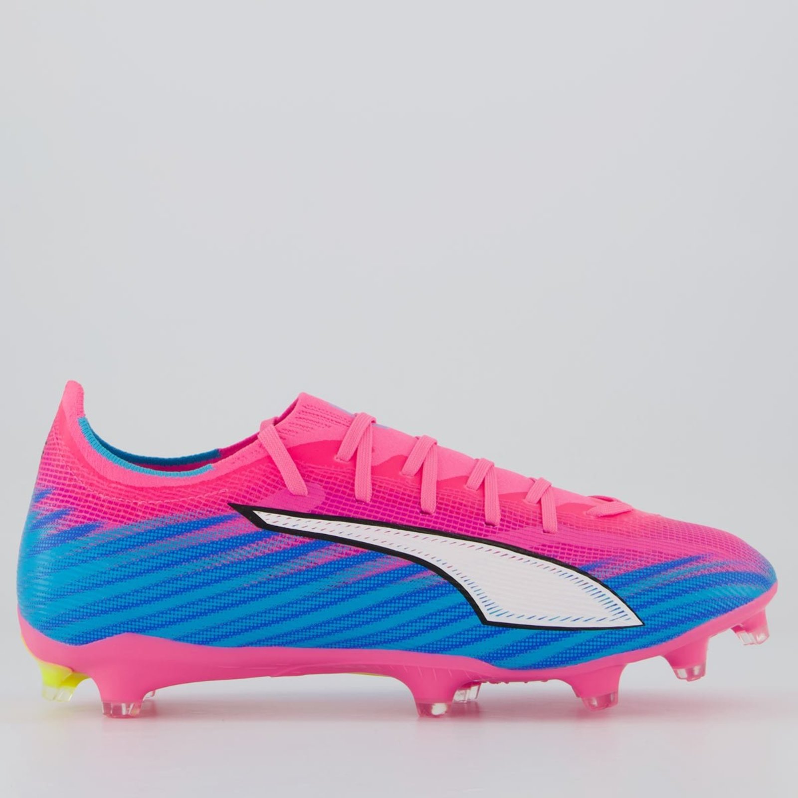 Chuteira Puma Ultra 6 Match FG/AG Campo Rosa e Azul