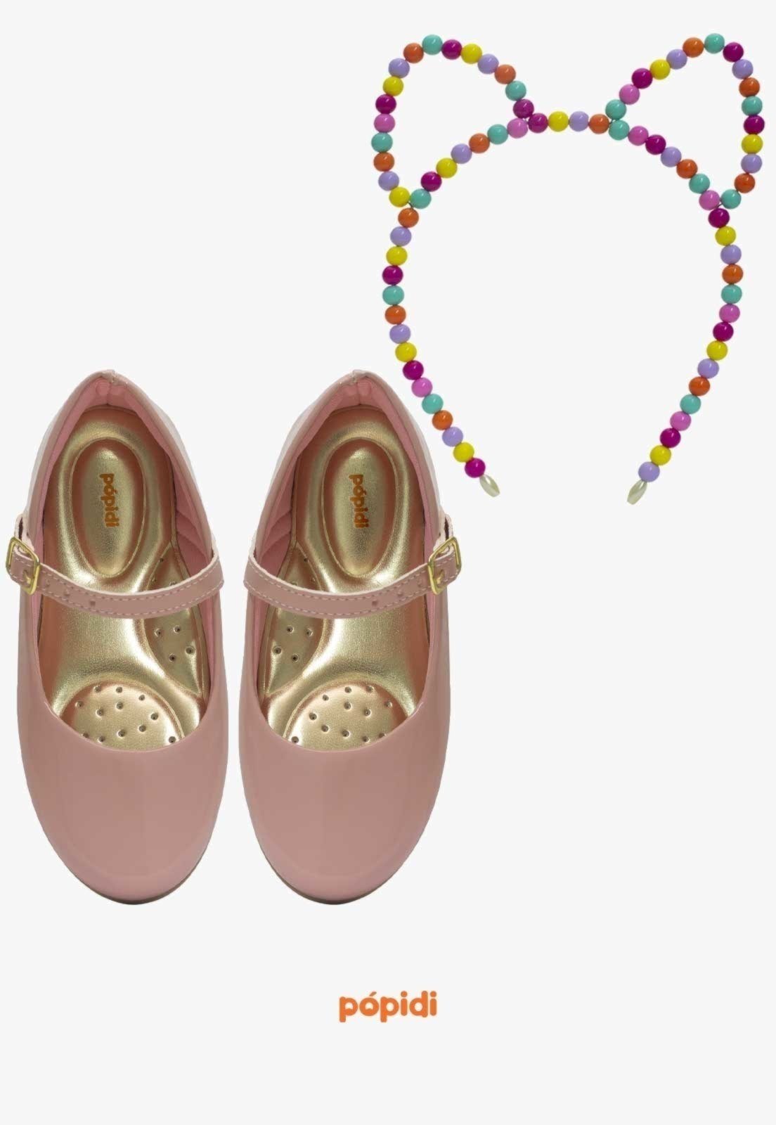 Infantil – Kit Sapatilha Rosa Pópidi Com Tiara Gatinho