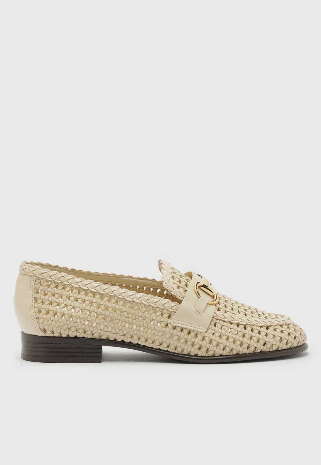 Mocassim Arezzo Tramado Fivela Bege