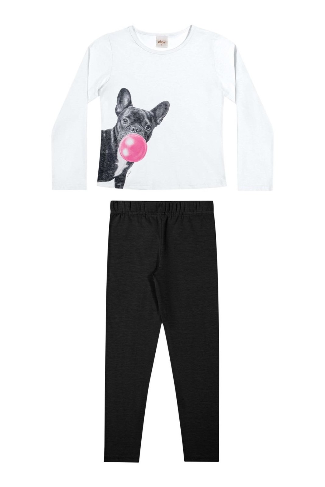 Infantil - Conjunto Menina Longo Estampado Elian Branco