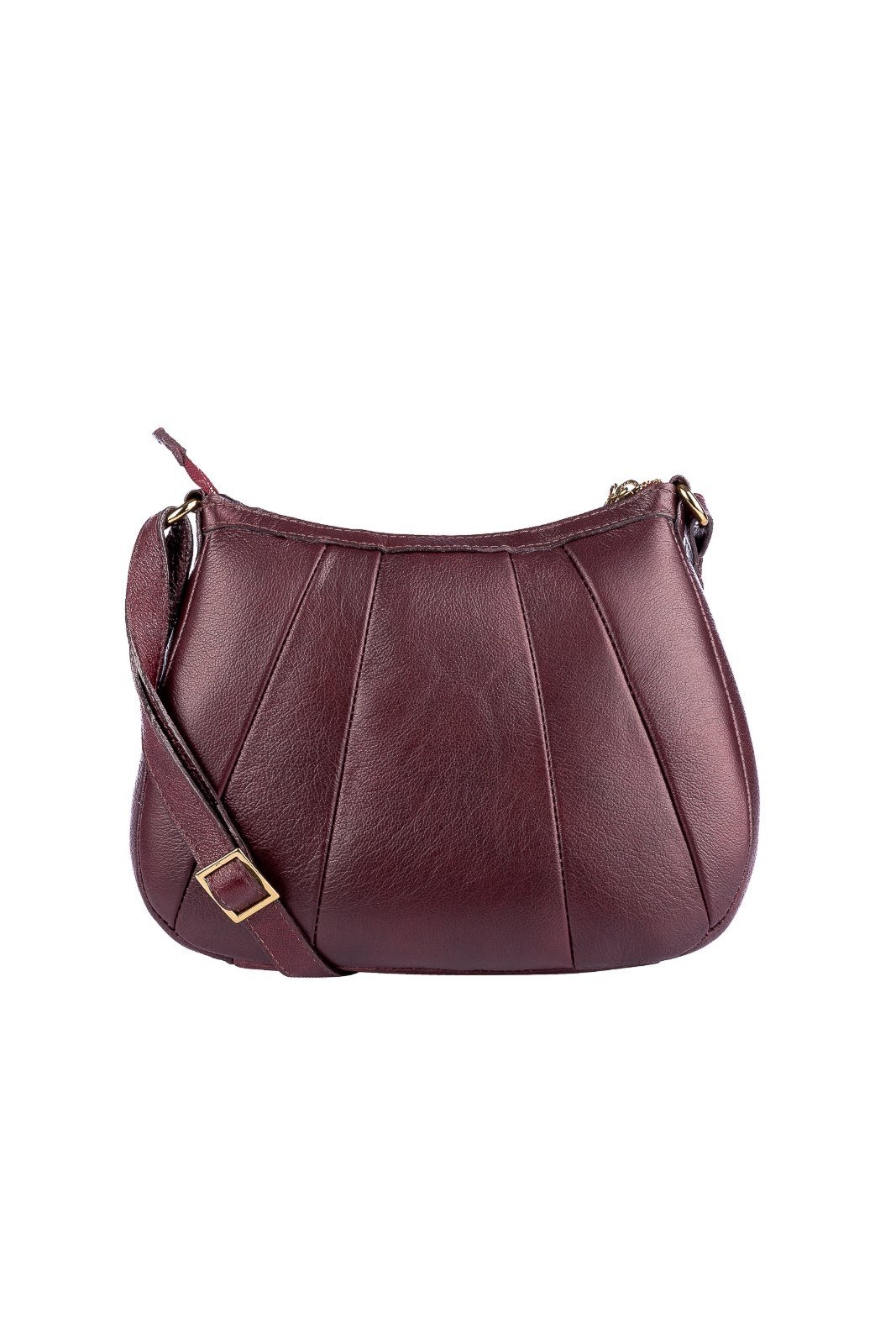 Bolsa transversal em couro liso Greice - Marsala