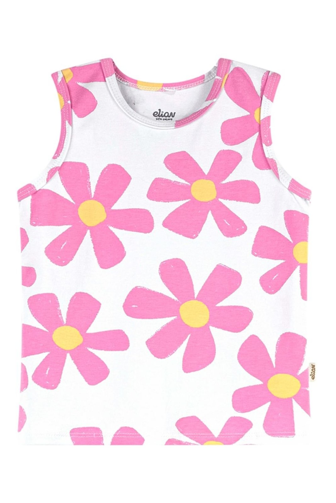 Infantil - Regata Menina Cotton Estampa Elian Branco