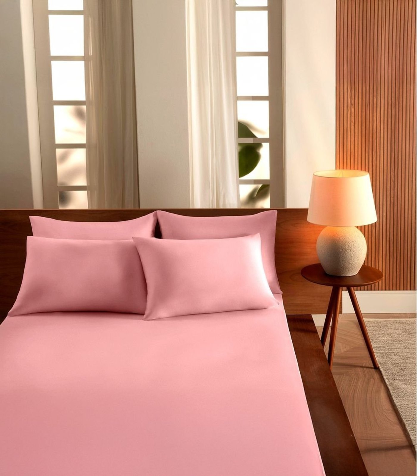 Jogo De Cama Casal Malha 3 Peças Liso Vivaldi Rosa