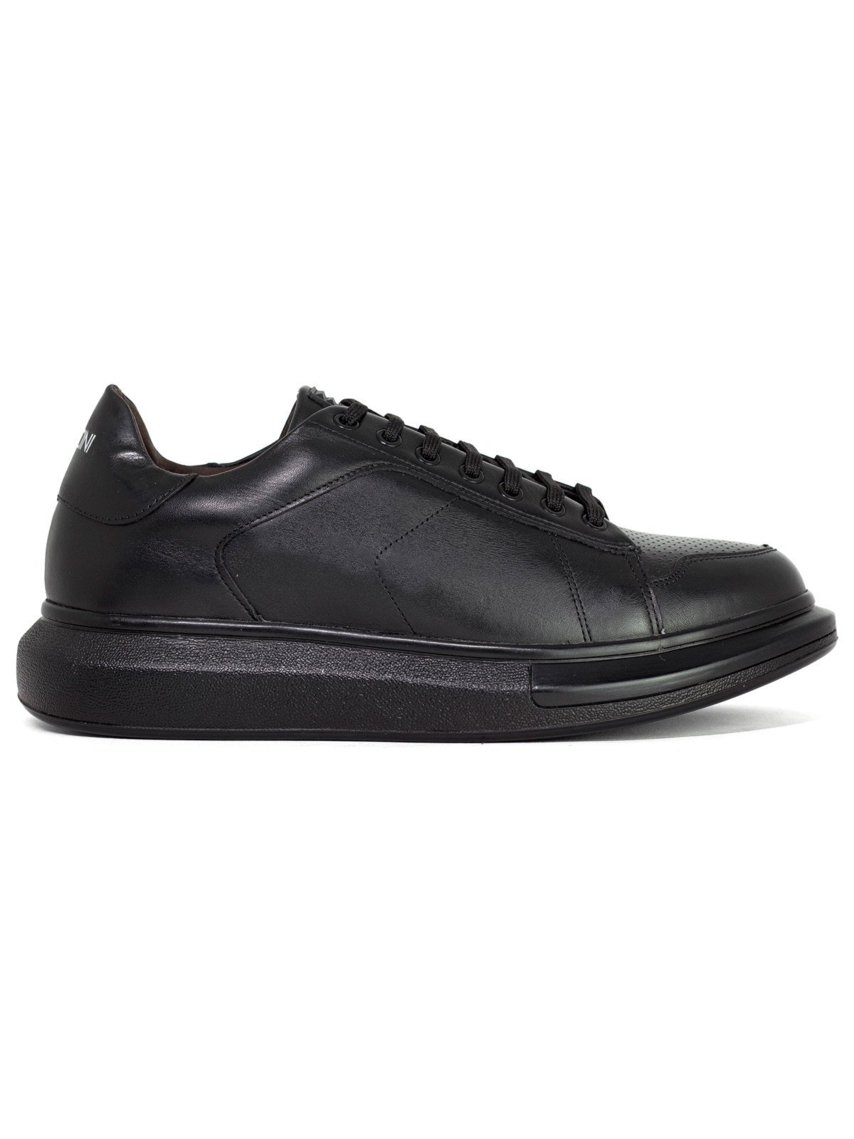 Tênis Masculino Ferracini 24h Casual Impulse Couro Conforto Cadarço Solado Alto Preto All Black