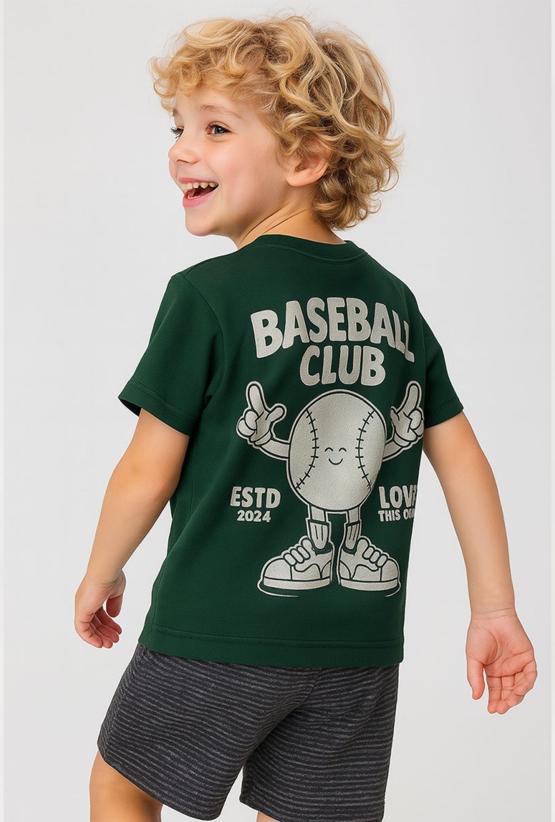Vista 3 Infantil - Camiseta T-shirt Algodão Estampada Baseball Club 3 ao 14 - Look Look Infantil verde Look Infantil verde