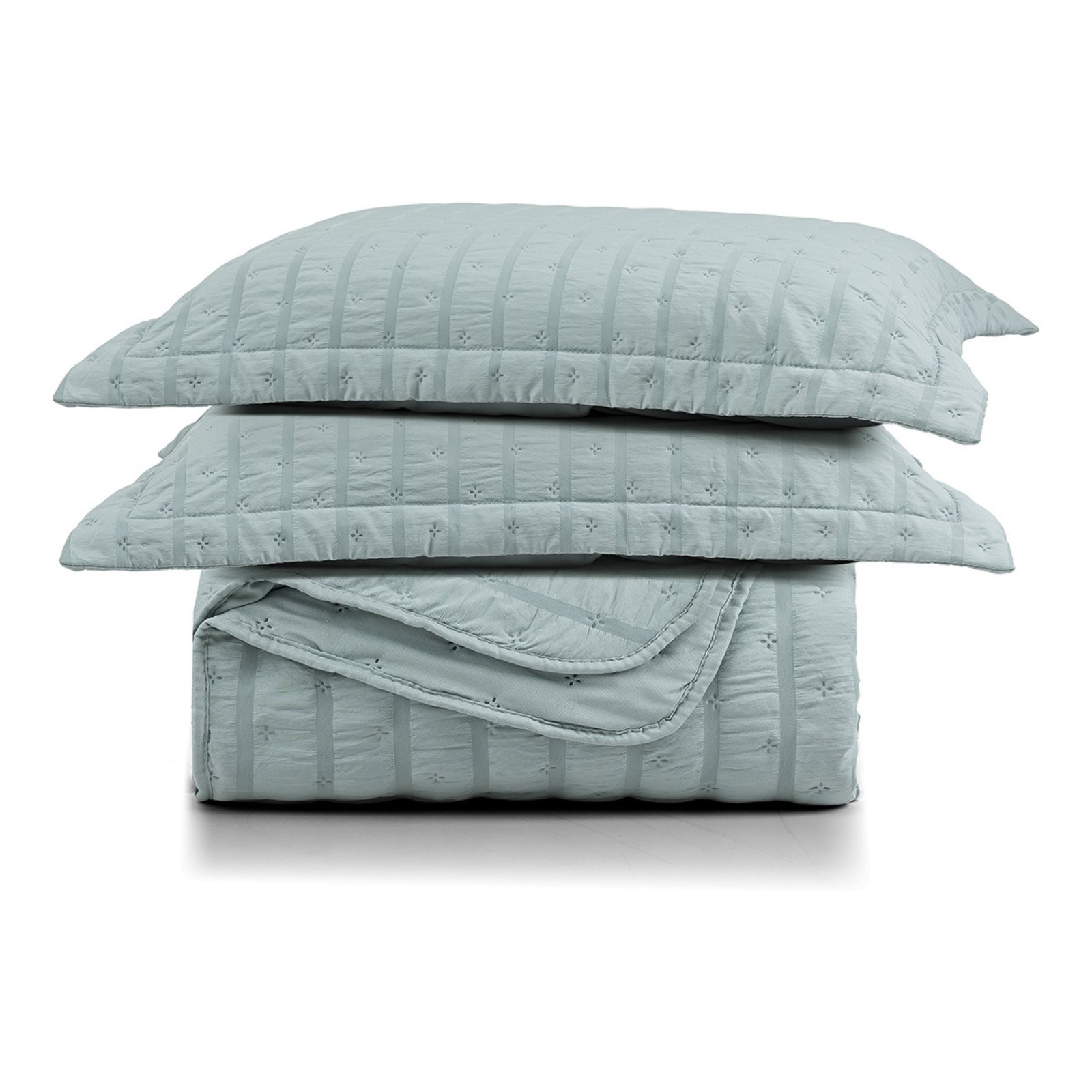 Kit Colcha Cobre Leito Casa Scarpa Plissê Queen Seersucker Premium 3 Peças Maciez e Leveza com Textura 3D Verde Essencial