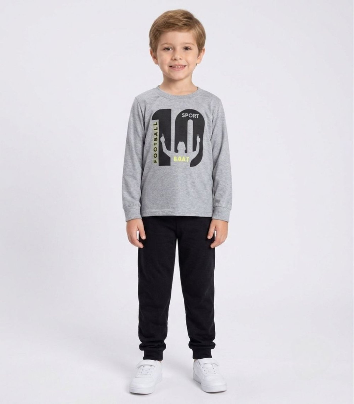 Infantil - Conjunto Menino Blusa Longa E Calça Kappes Cinza