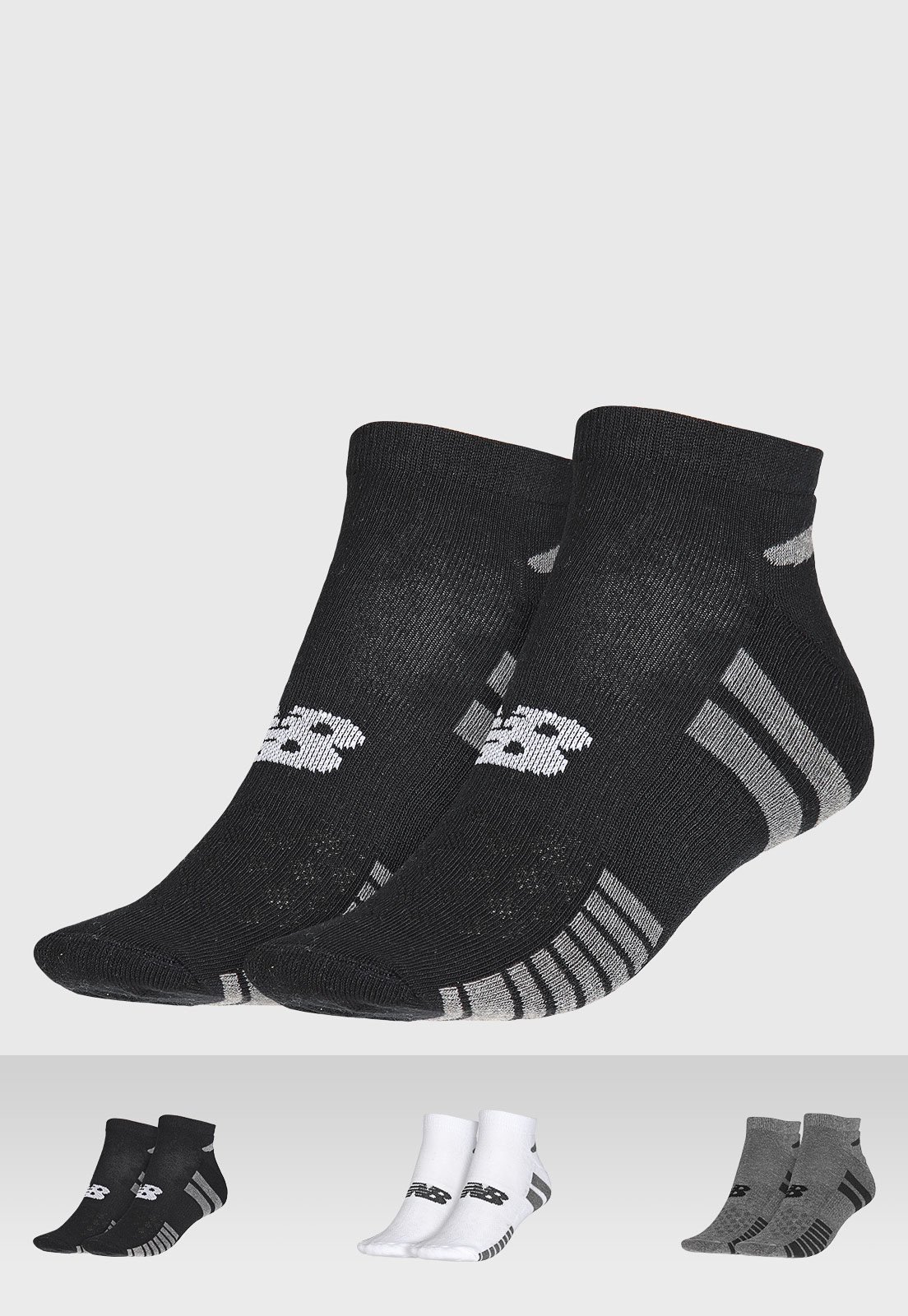 Kit 3 Meias New Balance Cano Curto Preta