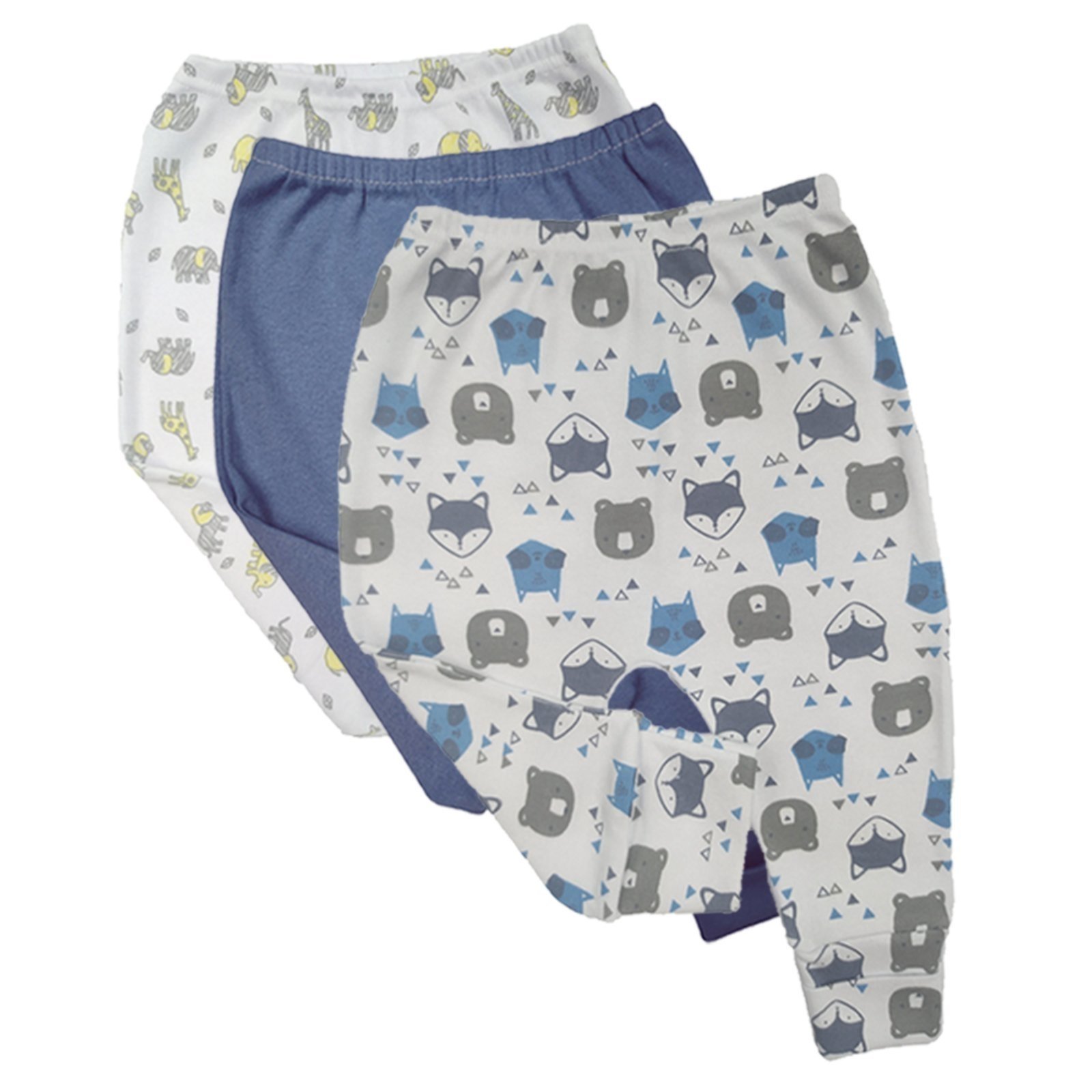 Infantil – Kit Roupa de 2x Calça Mijão Liso e Estampado Vira Pé Azul