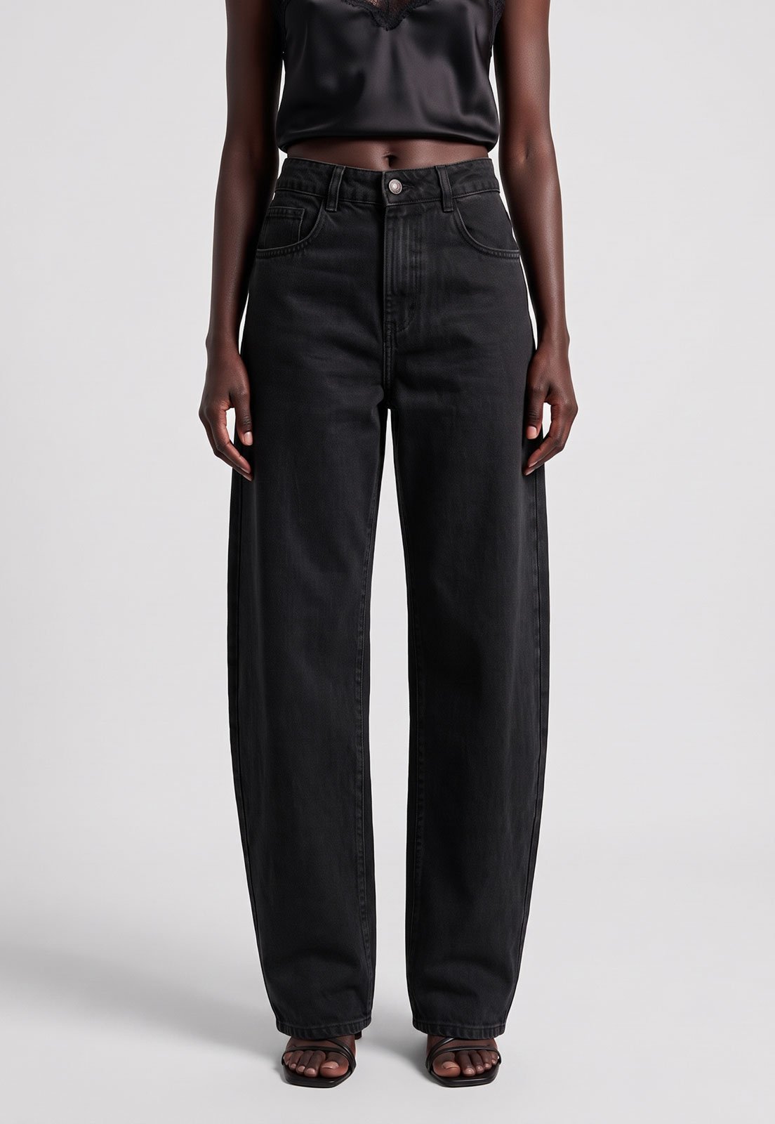 Calça Feminina Sawary Jeans Perna Reta Preta