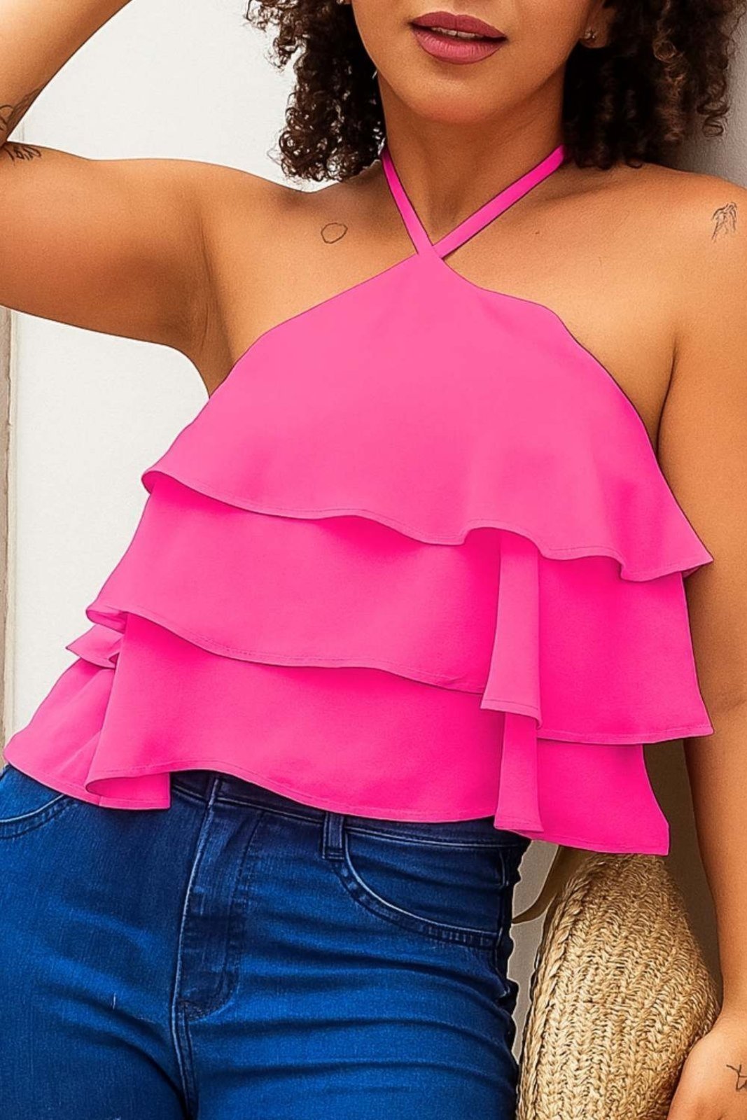 Top Vanibele Babados Rosa