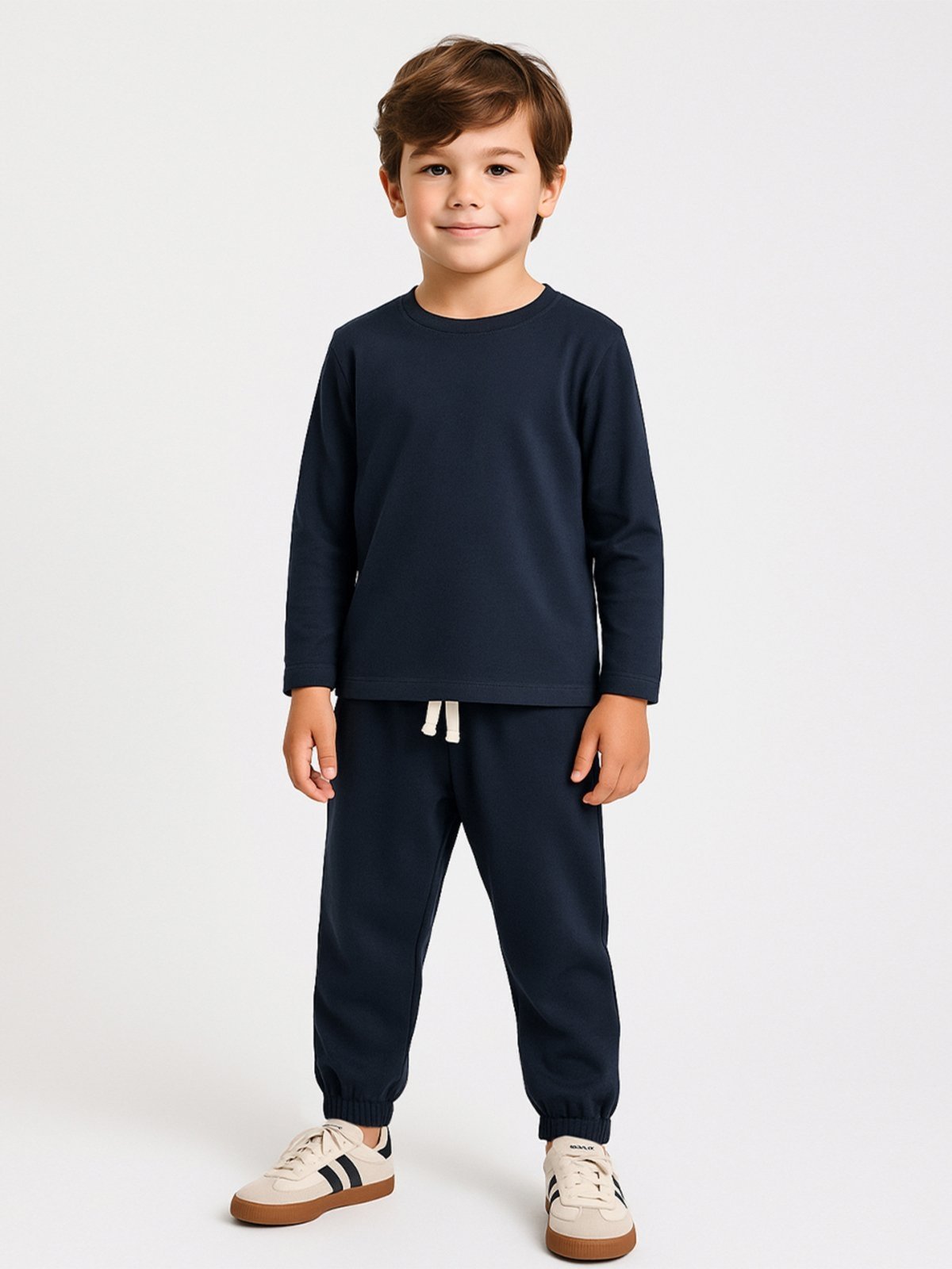 Infantil – Conjunto Bugbee Menino Camiseta Manga Longa e Calça Malha Suedine Azul Marinho