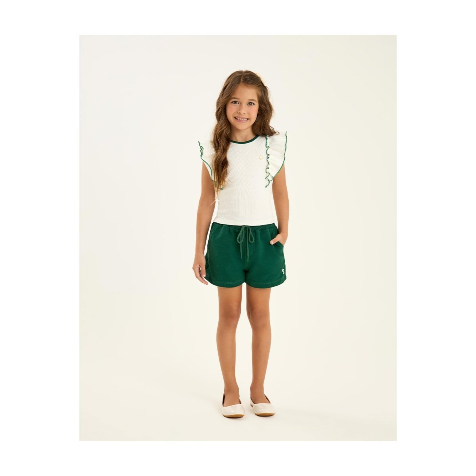 Infantil - Conjunto Menina Regata Ribana e Short Moletinho