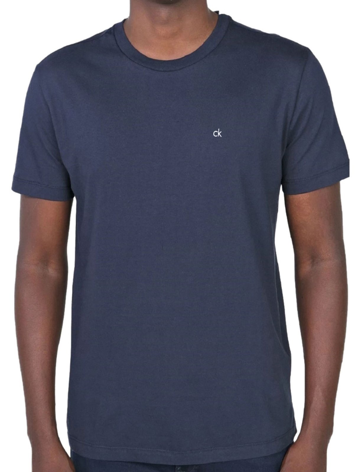 Camiseta Calvin Klein Masculina Meia Malha Basica CK Azul Marinho