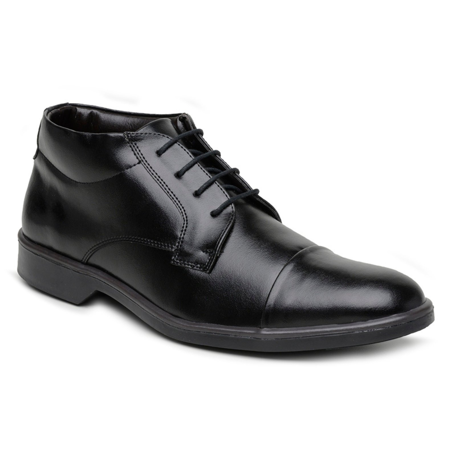 Sapato Masculino Miuzzi Cano Médio Social Clássico Bico Oval Com Cadarço Cor Preta