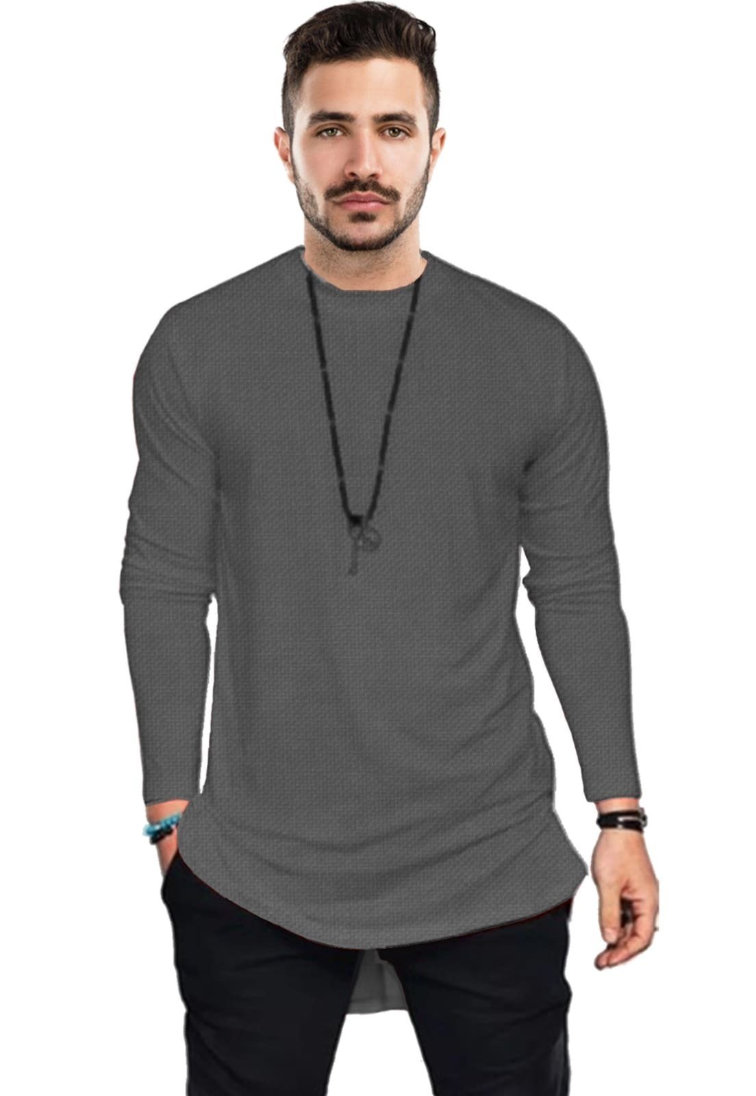 Camiseta Manga Longa Longline Lisa
