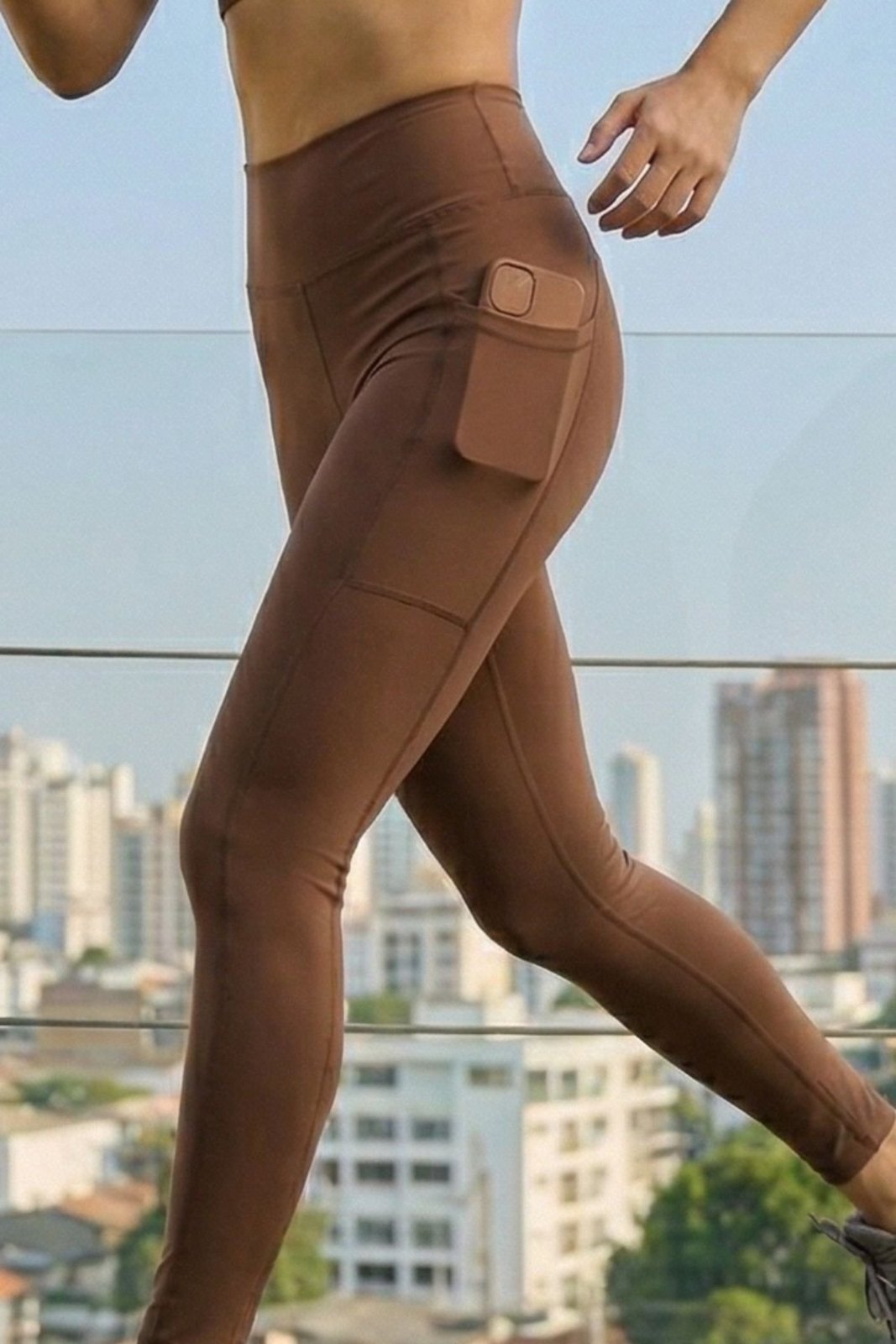 Calça Legging Fitness Bolso Lateral Polo Wear Marrom Escuro