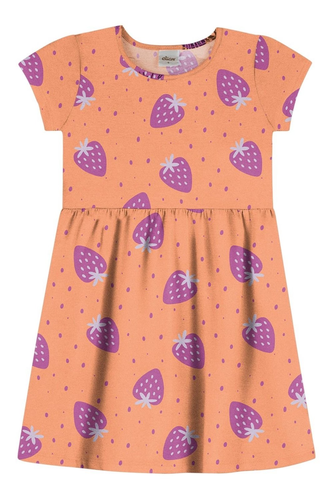 Infantil - Vestido Menina Godê Estampado Elian Laranja