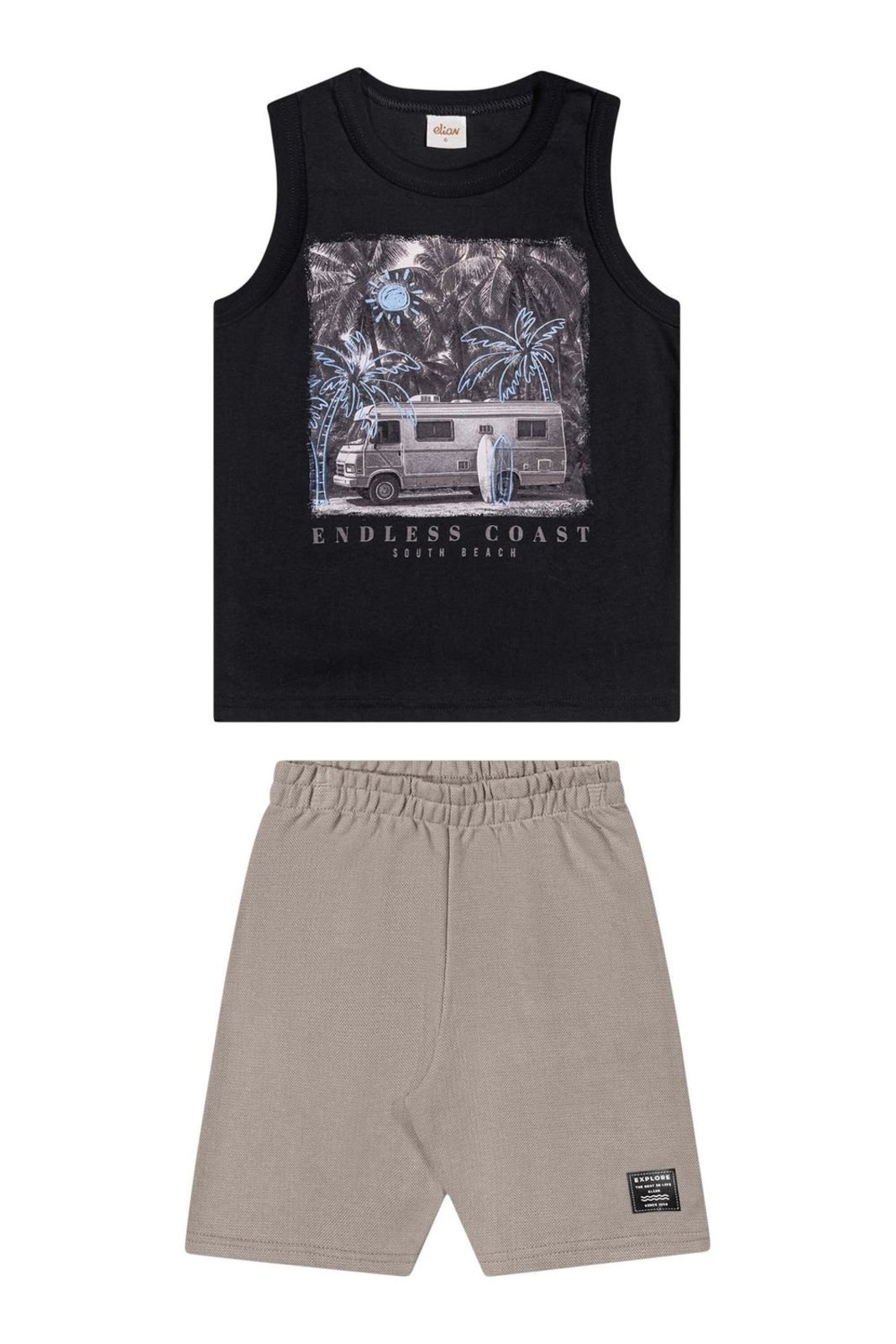 Infantil - Conjunto Menino Regata Tropical Elian Preto