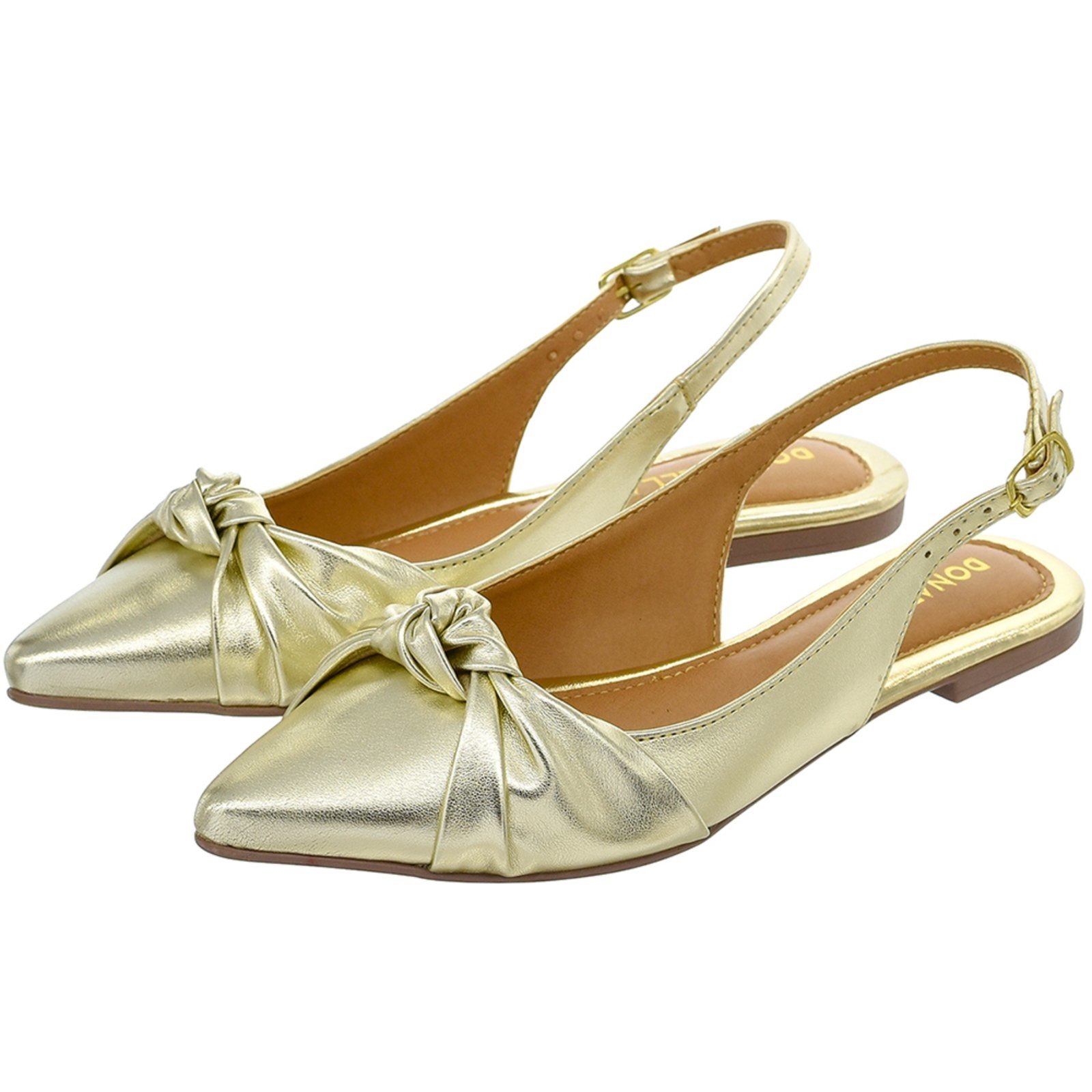 Sapatilha Feminina Bico Fino Mule Slingback CM Calçados Nó Ouro Light