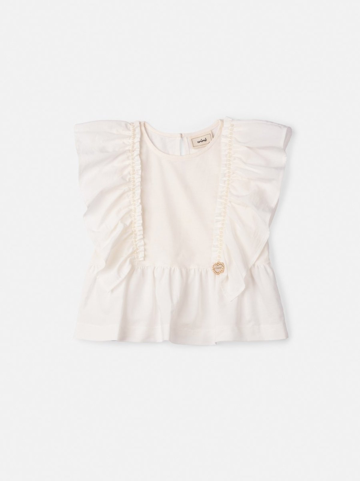 Infantil - Blusa com Pérolas e Babados