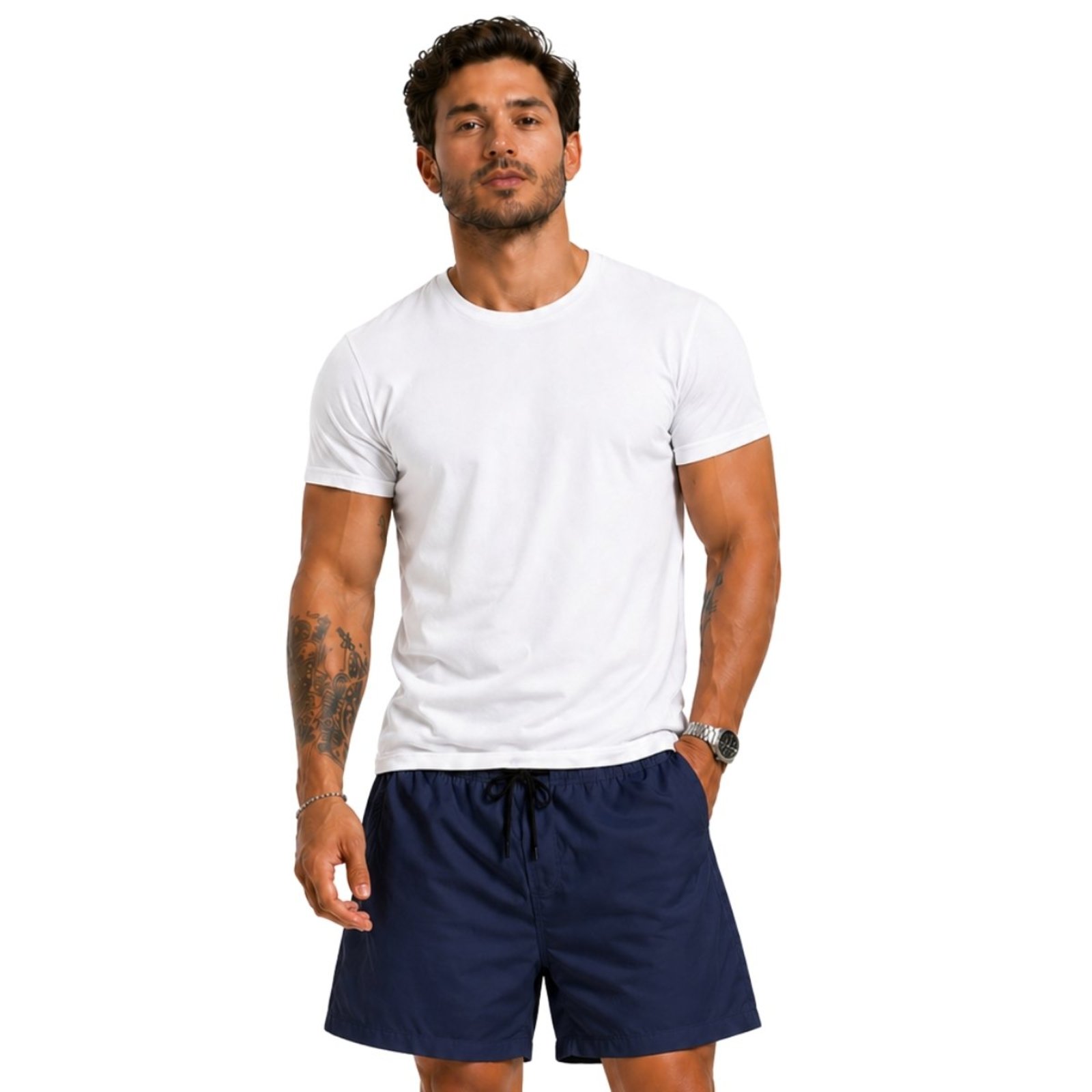 Conjunto Short Masculino BermudaTactel Elastano + Camiseta Basica Moda Sofisticada