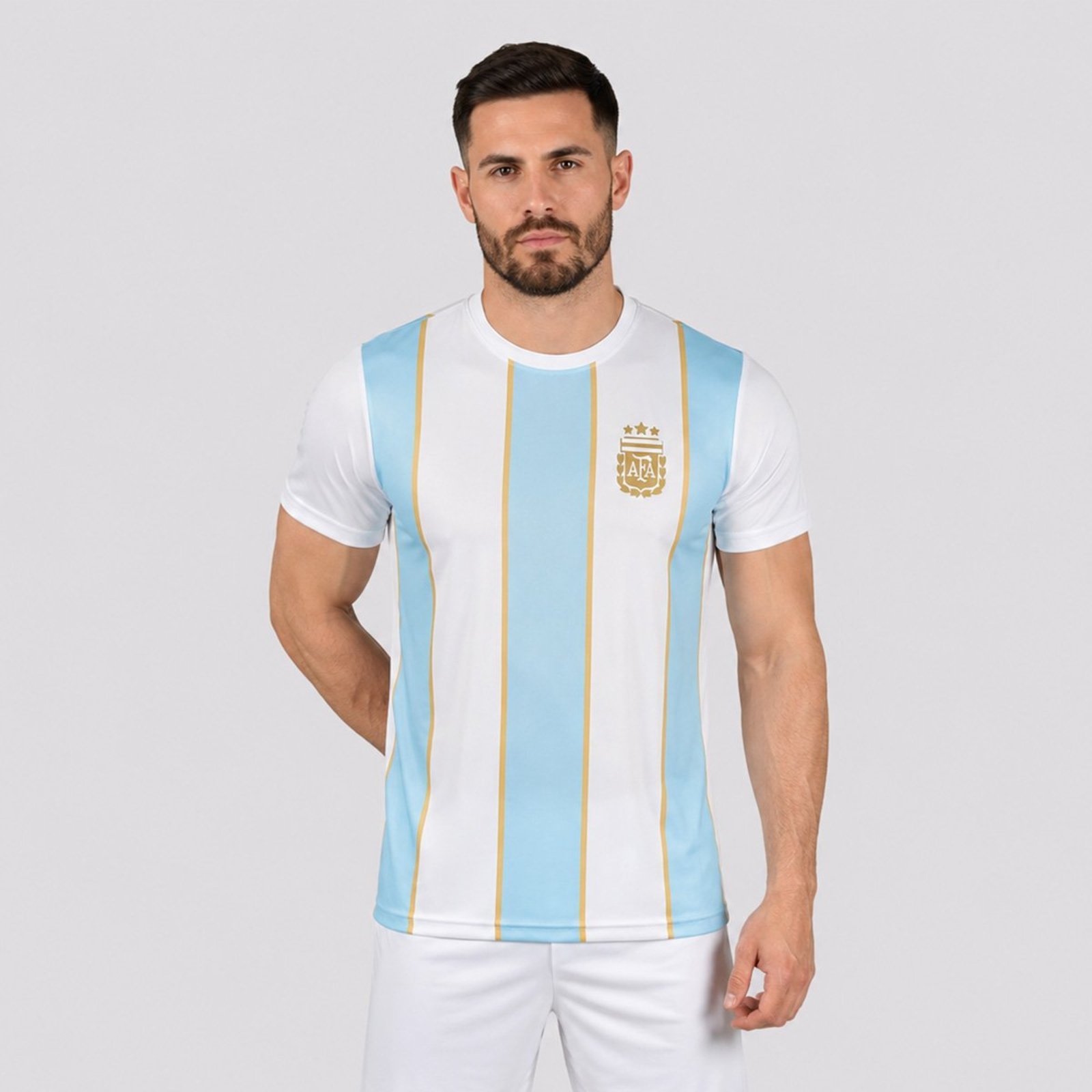 Camisa Argentina Classic Branca e Azul-Celeste