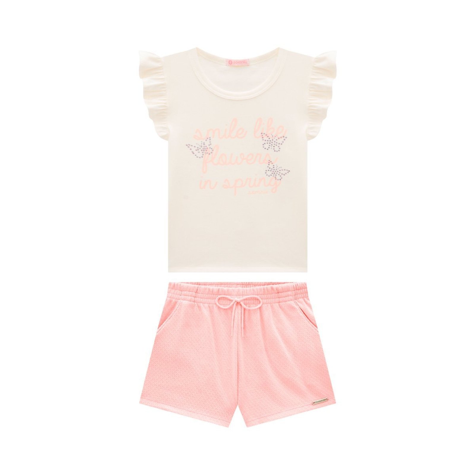 Infantil - Conjunto Feminino Blusa e Short em Tricô