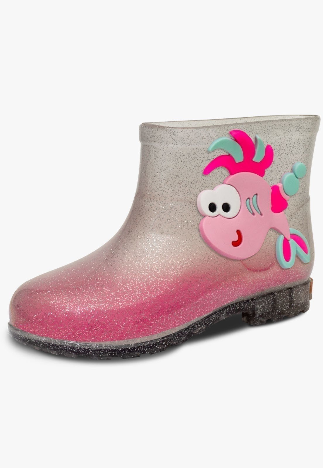 Vista 2 Infantil - Bota Galocha Cano Baixo Pópidi Menina Peixe Glitter Pópidí prata