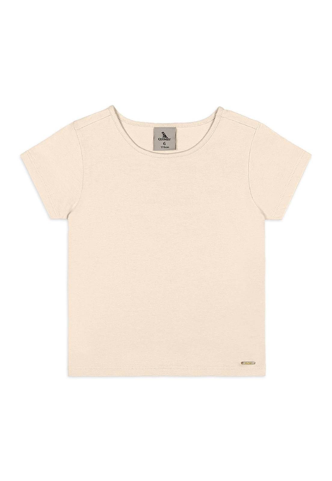 Infantil - Blusa Básica em Cotton Quimby Bege