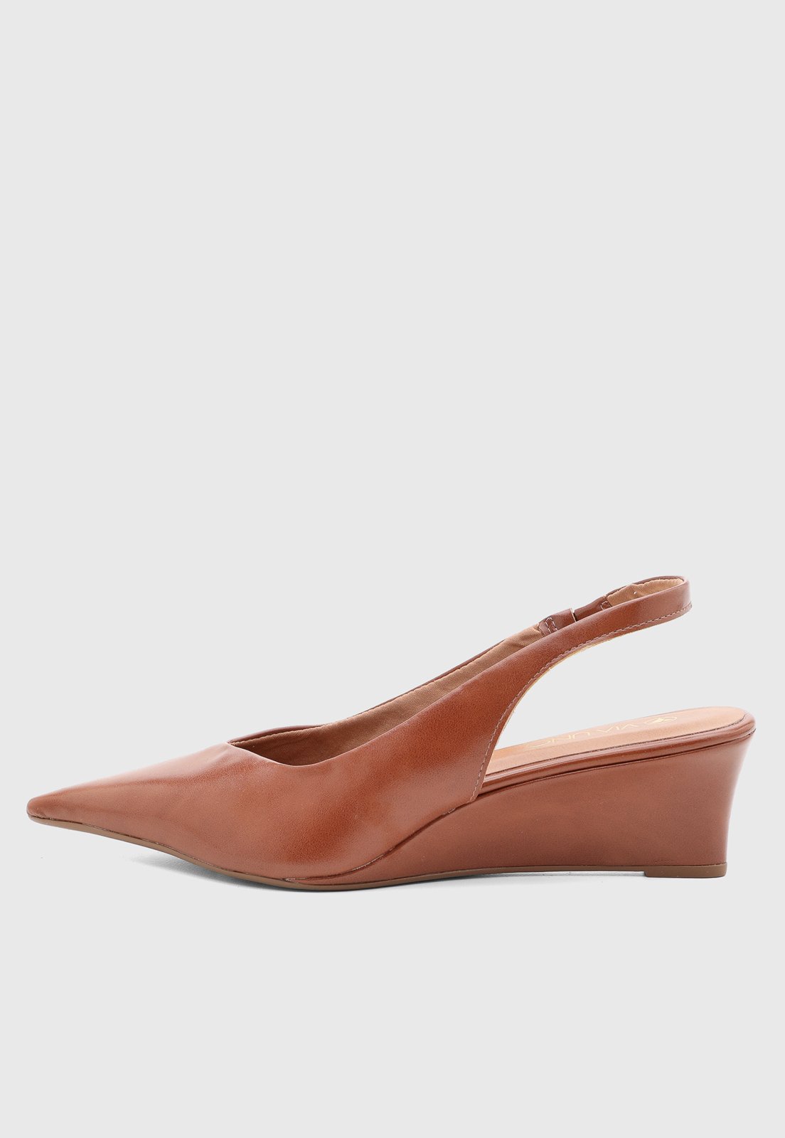 Scarpin Feminino VIA UNO Bico Fino Slingback Caramelo