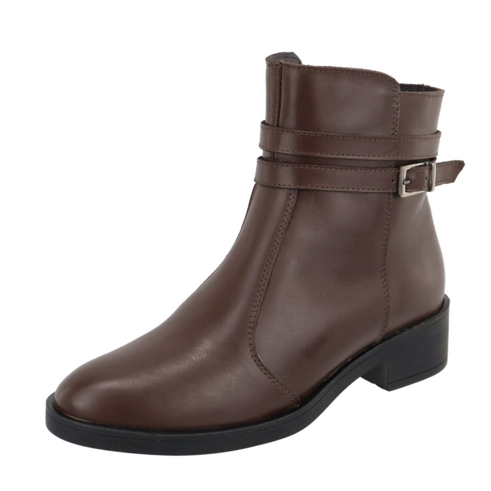 Bota em Couro Feminina Cano Baixo Chocolate Kuento Shoes