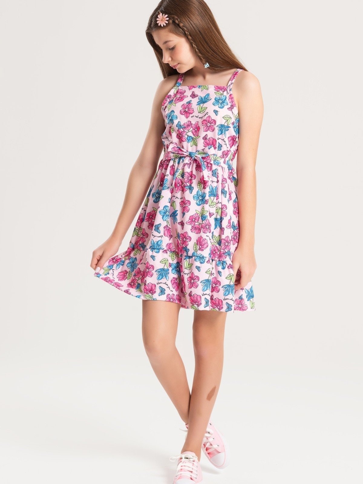 Vista 3 Infantil - Vestido Platinum Verão Florescido PLATINUM KIDS rosa PLATINUM KIDS rosa
