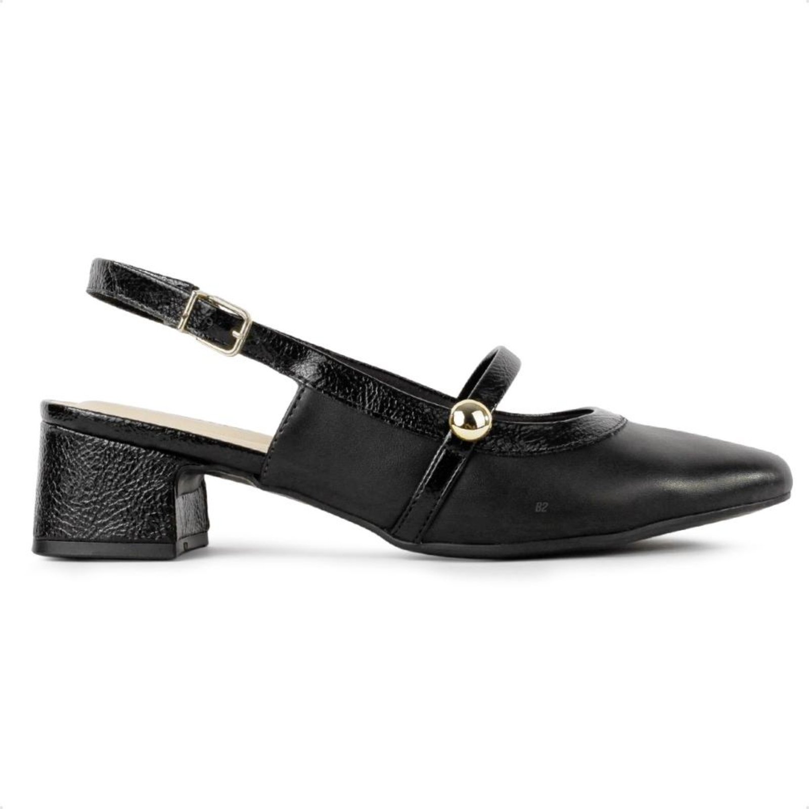 Sapato Comfortflex Slingback Tira Feminino Preto