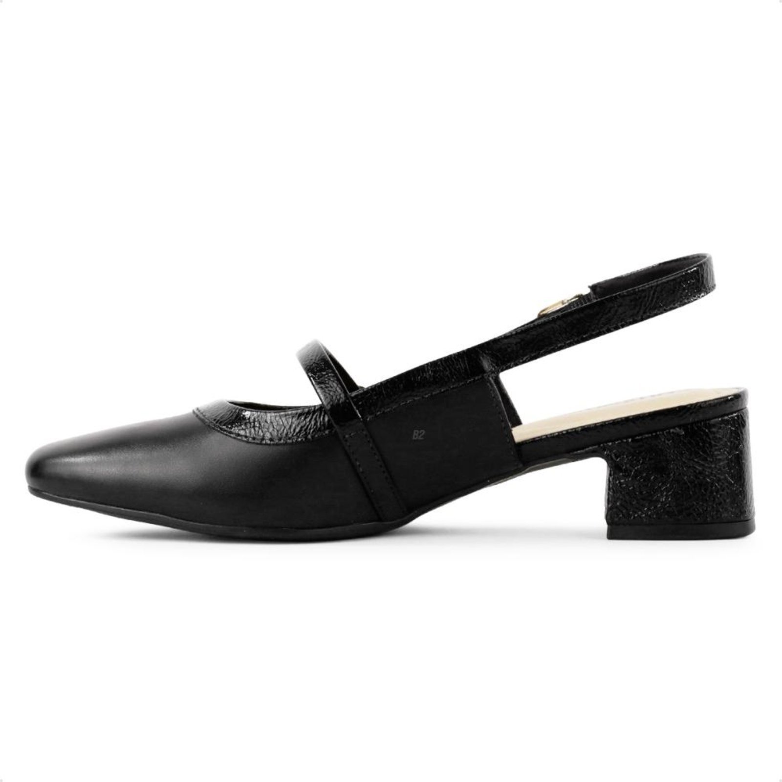 Vista 3 Sapato Comfortflex Slingback Tira Feminino preto Comfortflex preto