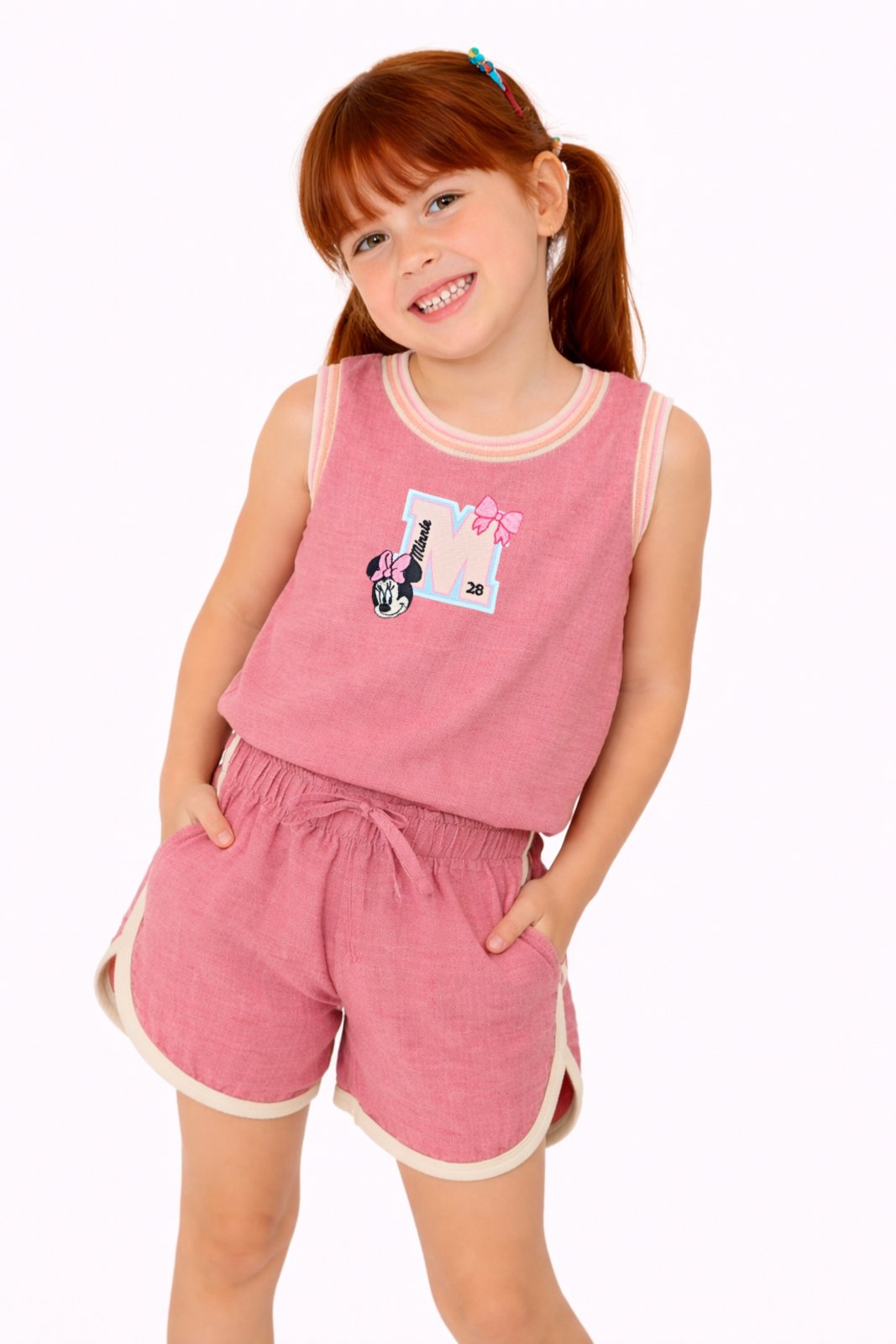 Infantil - Conjunto Regata E Short Disney Minnie E Daisy Play Time Rose Rosa