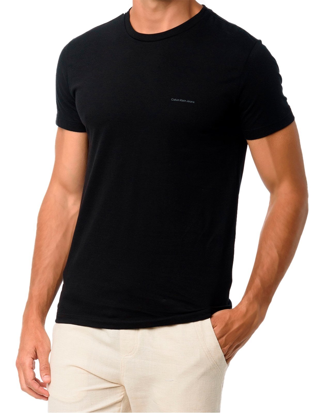 Camiseta Calvin Klein Jeans Masculina Light New Logo Preta