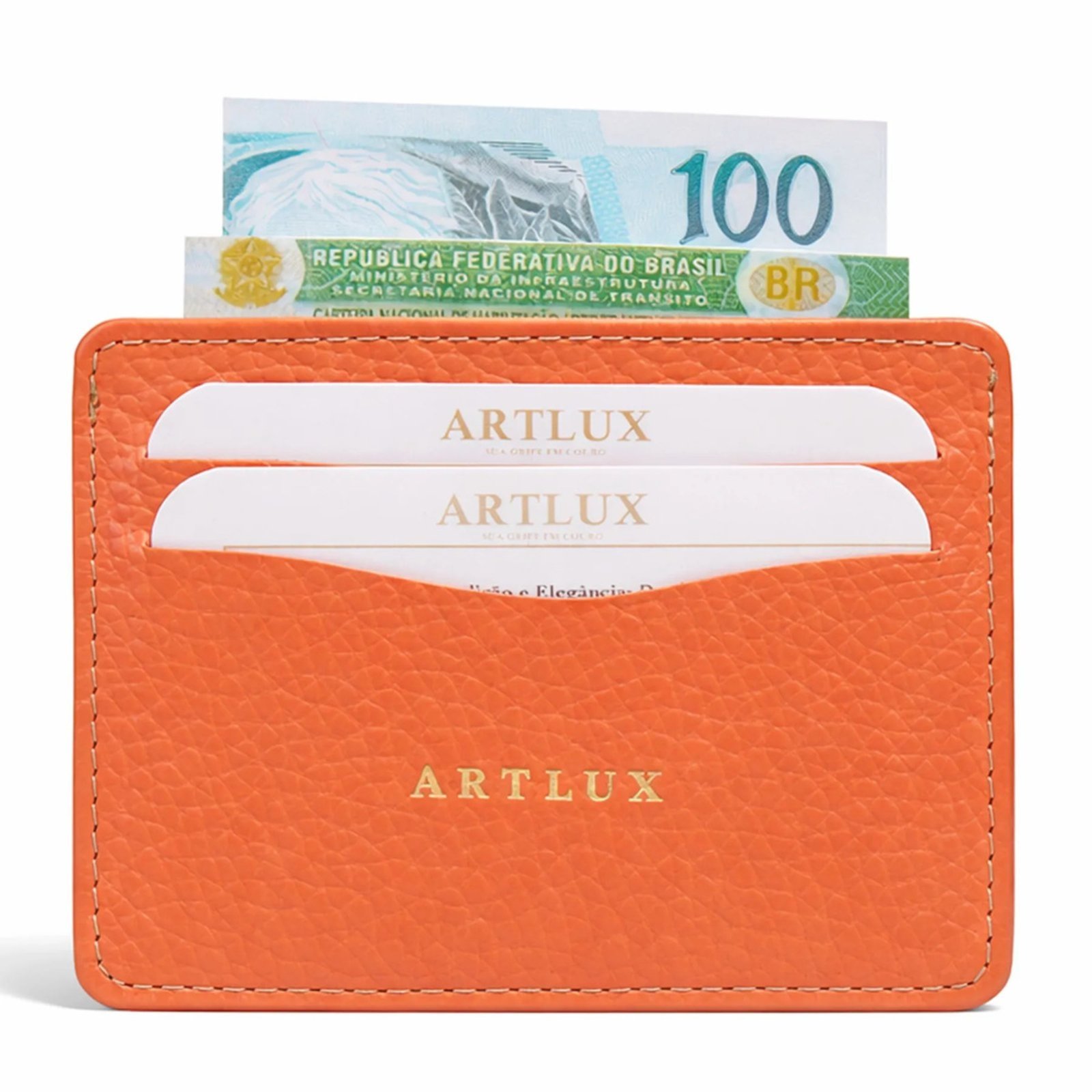 Porta Cartão e CNH em Couro Artlux 3062 Laranja