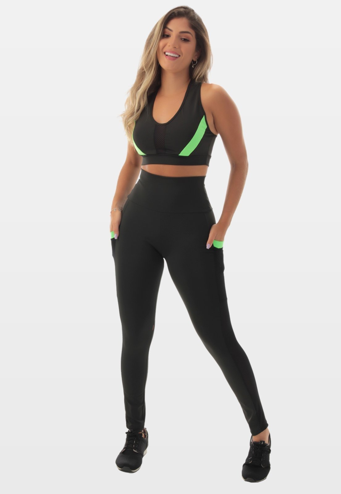 Conjunto Fitness Fristyle Legging Com Bolso E Top Academia