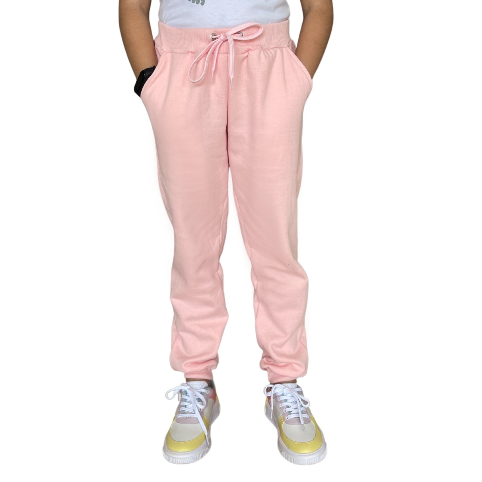 Infantil - Calça Estilo Jogger Moletom Juvenil Rosa Aliarthe