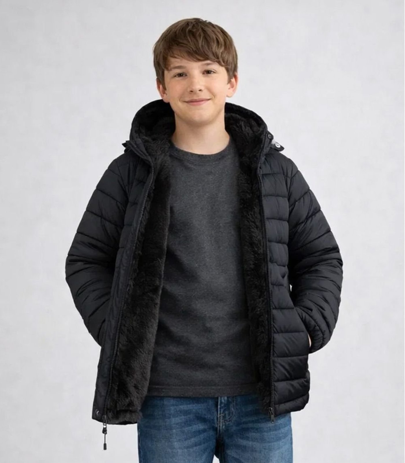 Infantil - Jaqueta Juvenil Masculino Peluciado Sea Surf Preto