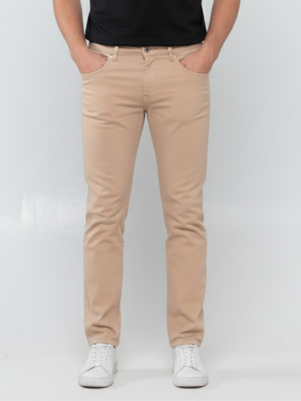 Calça Sarja Masculina Tempo Hábil Bege Confortável para o Dia a Dia