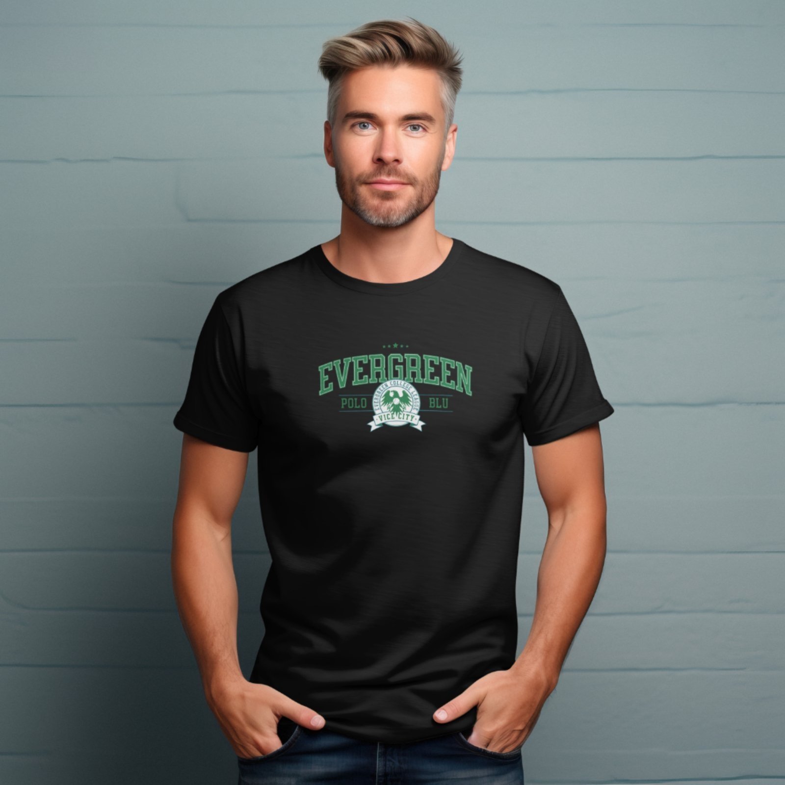 Camiseta Masculina Polo Blu Evergreen Malha Algodão Preta do P ao G1