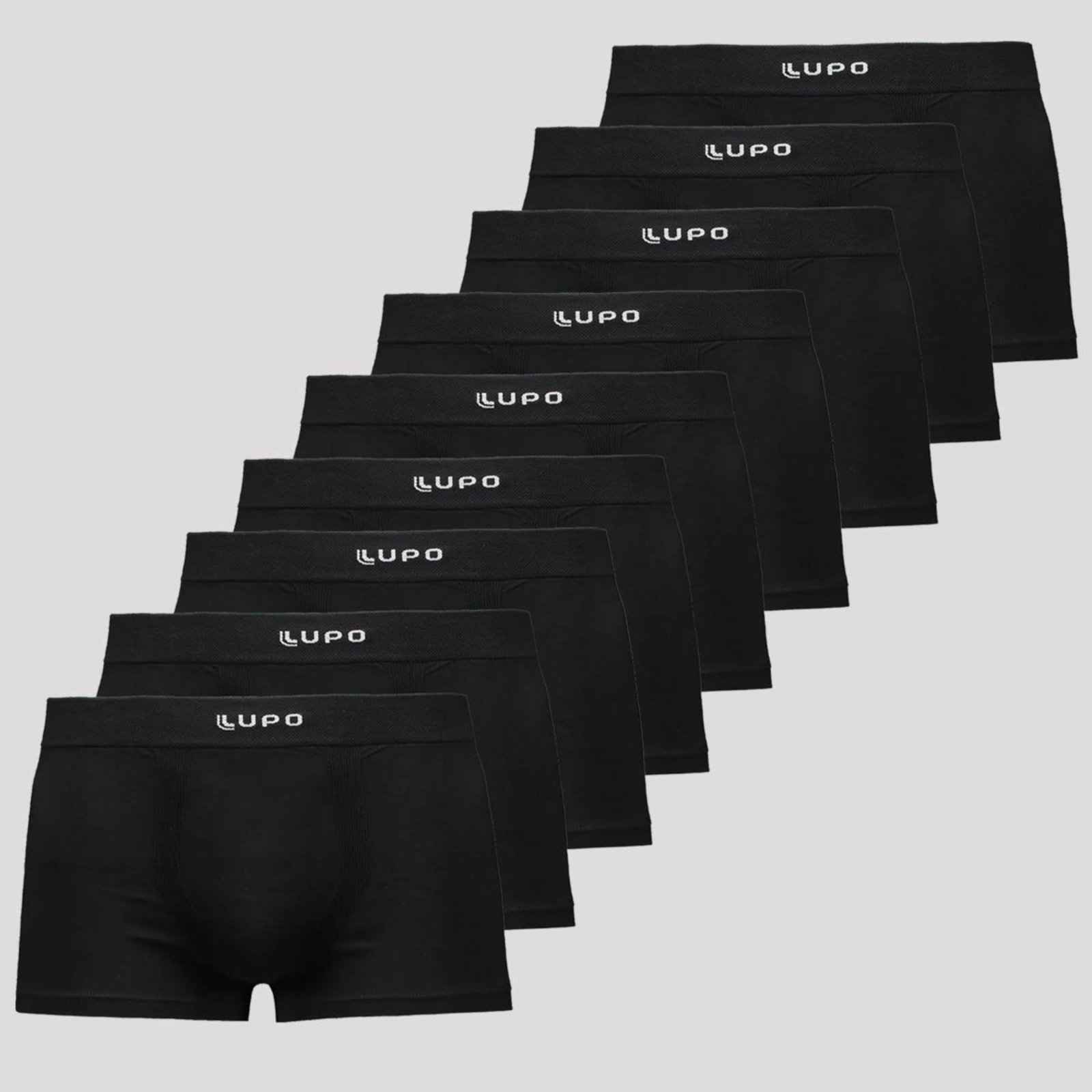 Kit 9 Cuecas Boxer Lupo Microfibra Preta
