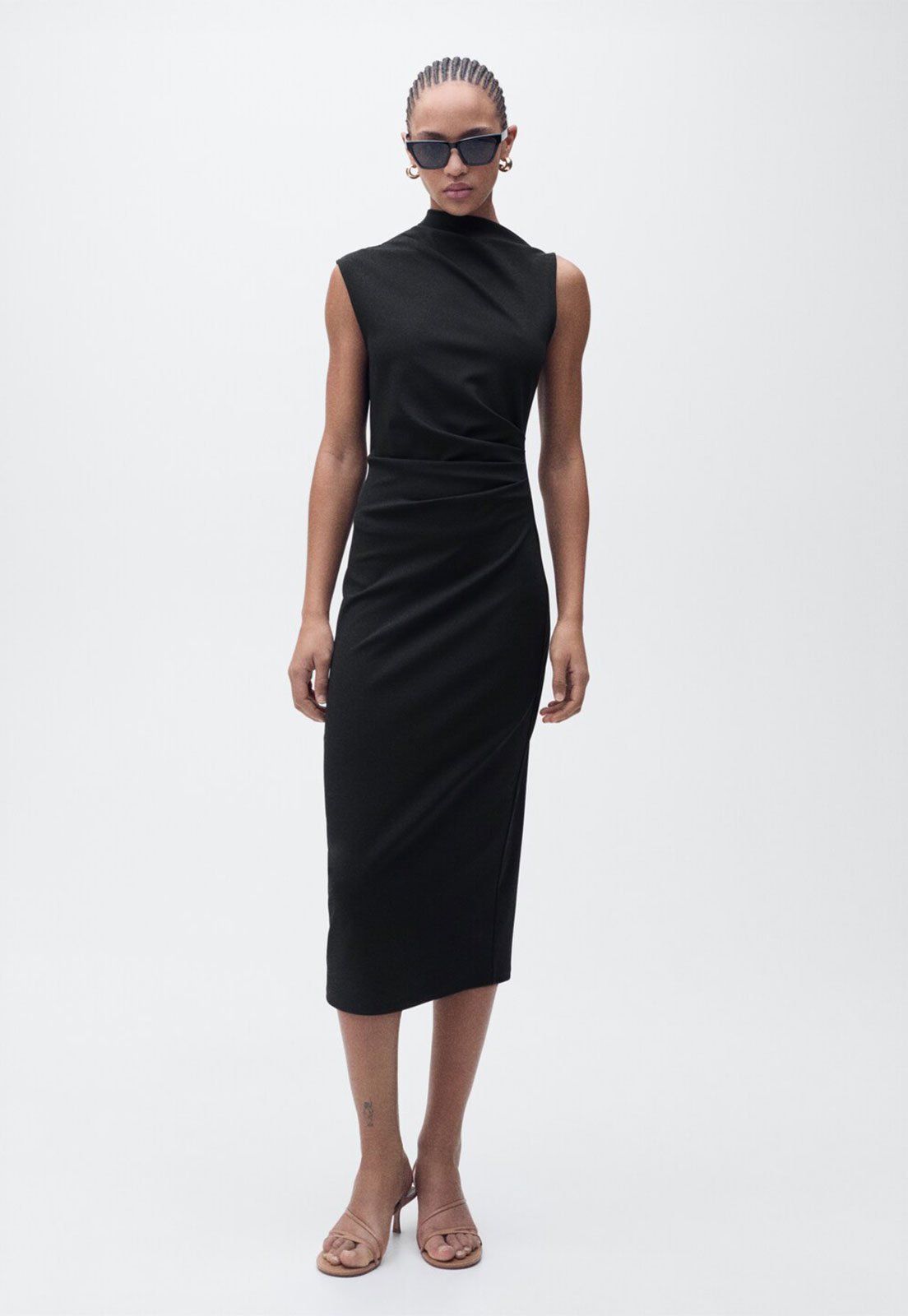 Vestido Mango Midi Bella Preto