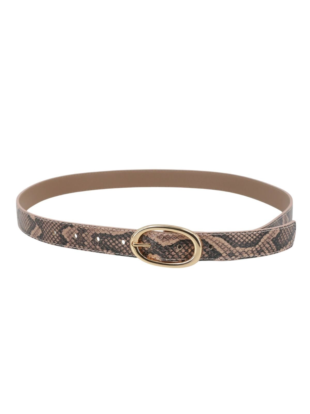 Cinto Via Lessa Dakar Animal Print Couro Bege e Marrom